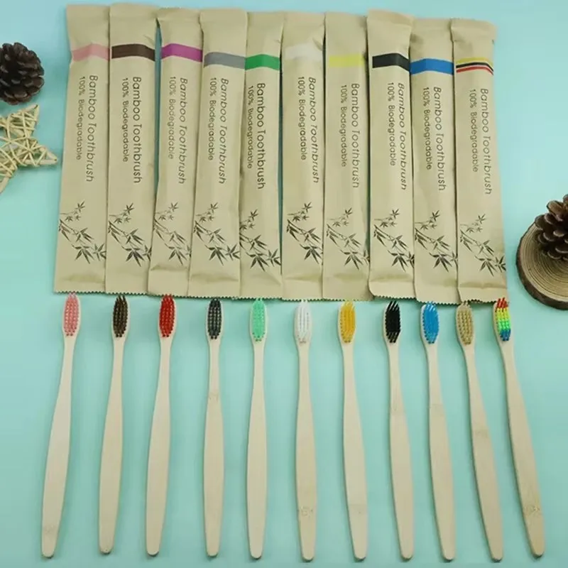 5/10Pcs Eco friendly toothbrush Bamboo Resuable Toothbrushes Portable Adult Wooden Soft Tooth Brush for Home Travel Hotel use