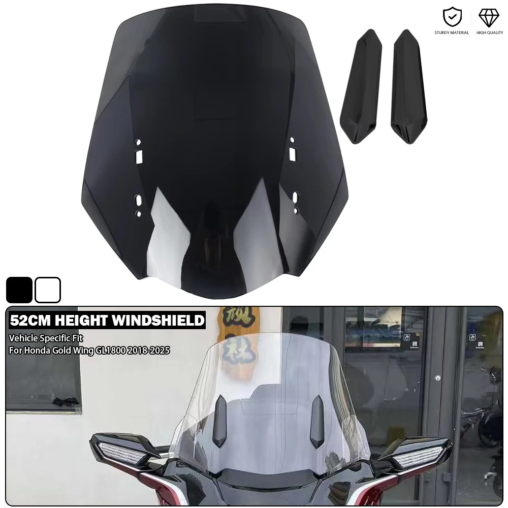 52cm Height Windshield Wind Deflection With Strut Trim Cover Fits For Honda Gold Wing GL1800 Tour DCT GoldWing GL 1800 2018-2025