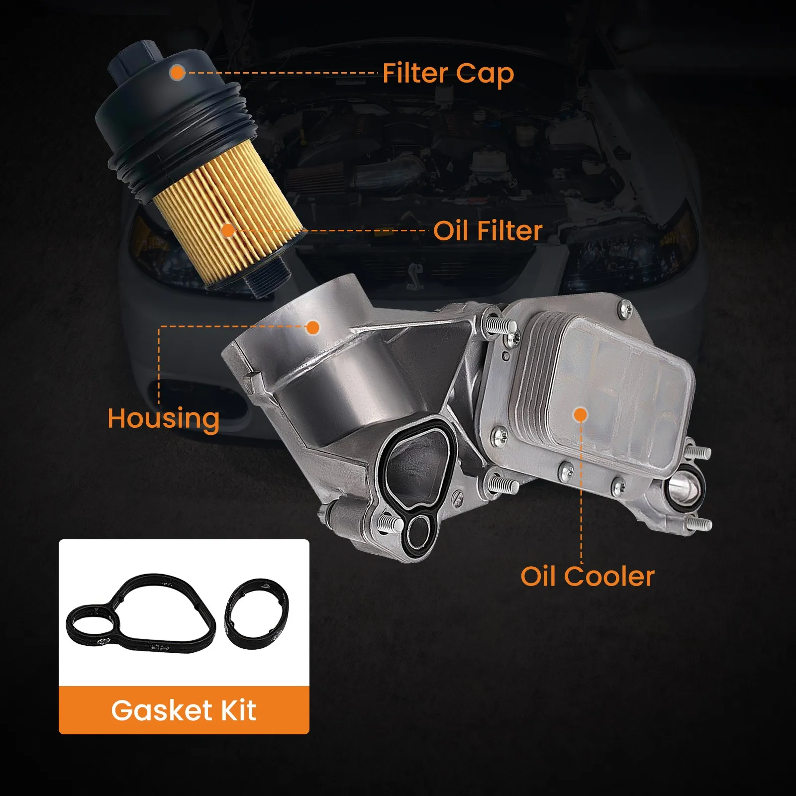 Engine Oil Cooler w/ Filter Assembly For GMC Chevy Cruze Sonic Pontiac 4 Dor view 6