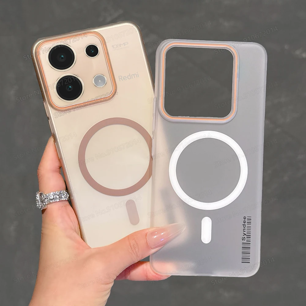 For Xiaomi Redmi Note 14 Pro Plus 5G 4G 14C Matte PC Barcode Lable Cover Funda Redmi Note 13 Pro Slim Translucent Magnetic Case