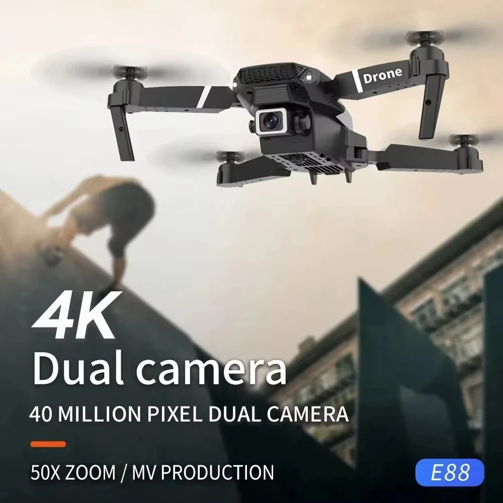 2026 New E88 Drone 8K HD Camera aerial photography 5G WIFI FPV Foldable Quadcopters RC Drone with Hovering For Toys Gifts Kids