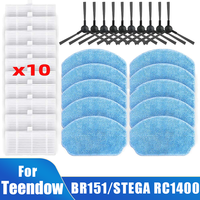 For Teendow BR151 Vacuum Robot Accessories, Side Brush Mop Cloth HEPA Filter Efficient Microfiber Spare Cleaning Replacement