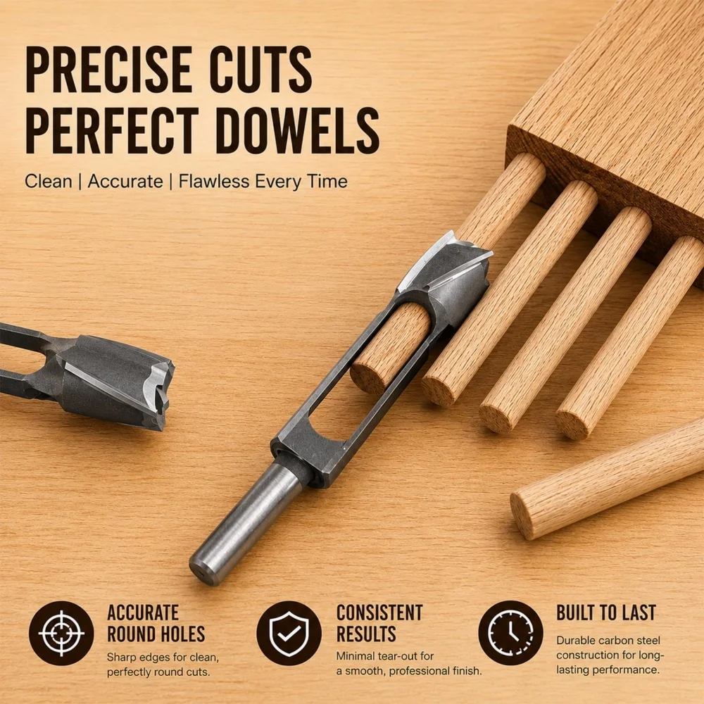 JUSTINLAU Straight And Round Wood Plug Hole Cutter Plug Cutting Drill Take Steel Knife Log Tenon Cork Woodworking Drilling Tools