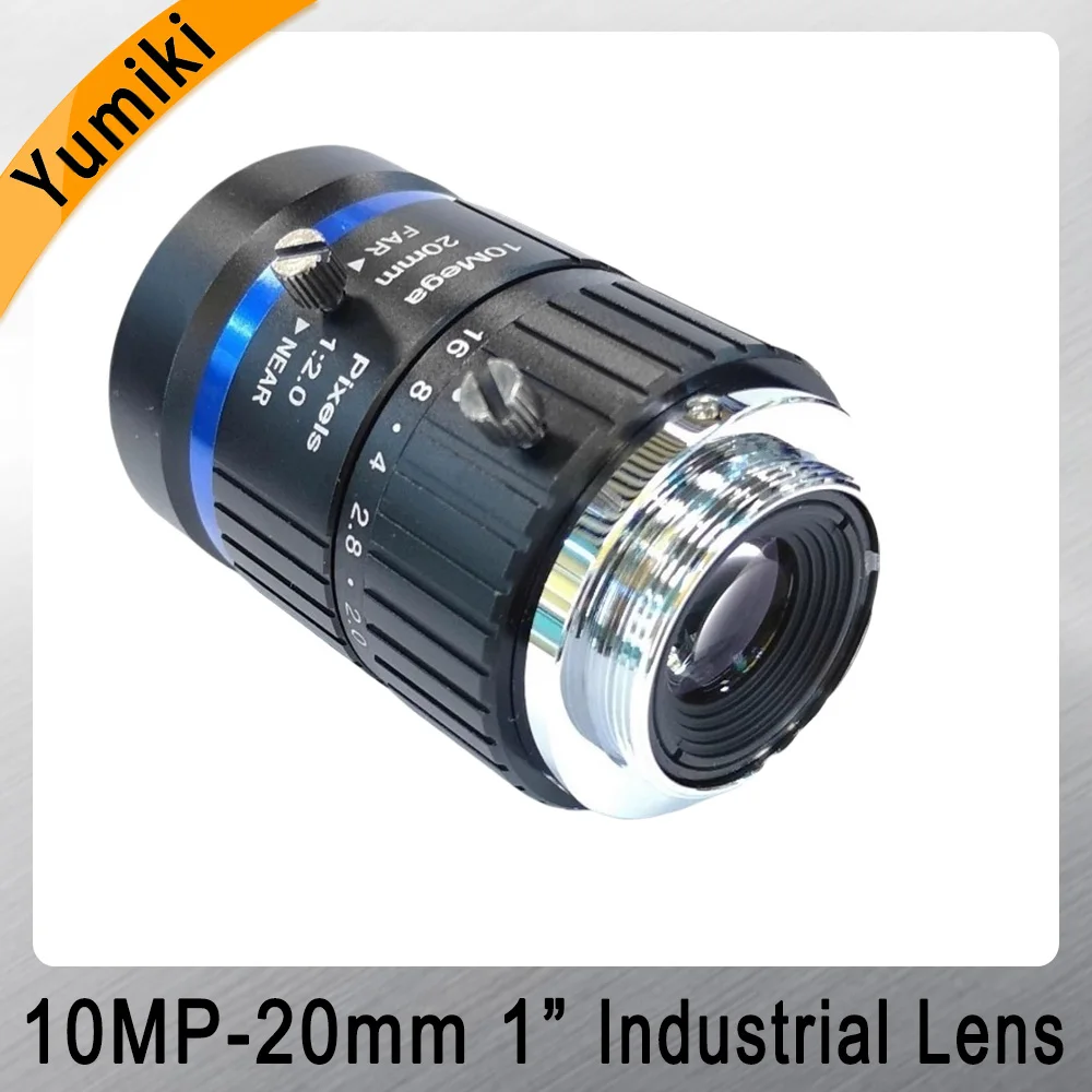 Industrial Machine Vision Camera Lens, C- Port FA Lens, 10MP, 20mm, 1 "Foco Fixo