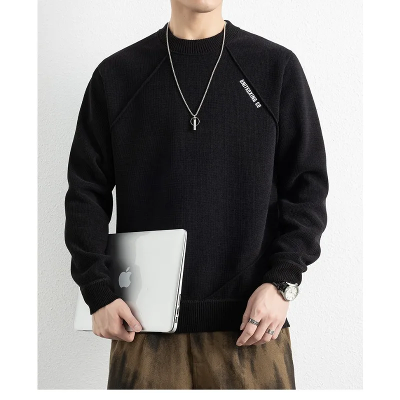 

Men's Sweater Thickened Design Stylish Knitted Sweater Autumn and Winter Style, Loose Fit, Korean Style Fashionable Knitted Base