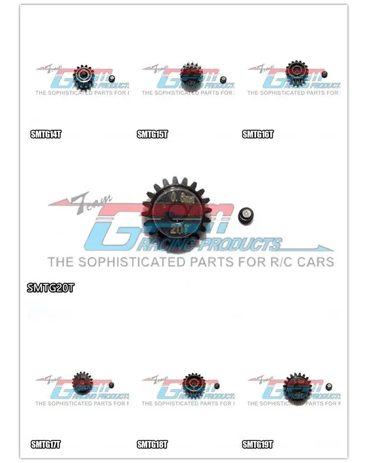 GPM Heat-Treated 45# Steel Pinion Gear 0.6 Mod 3.175mm 14T-20T Motor Upgrade Parts for 1/10 Off-Road Drift Truck