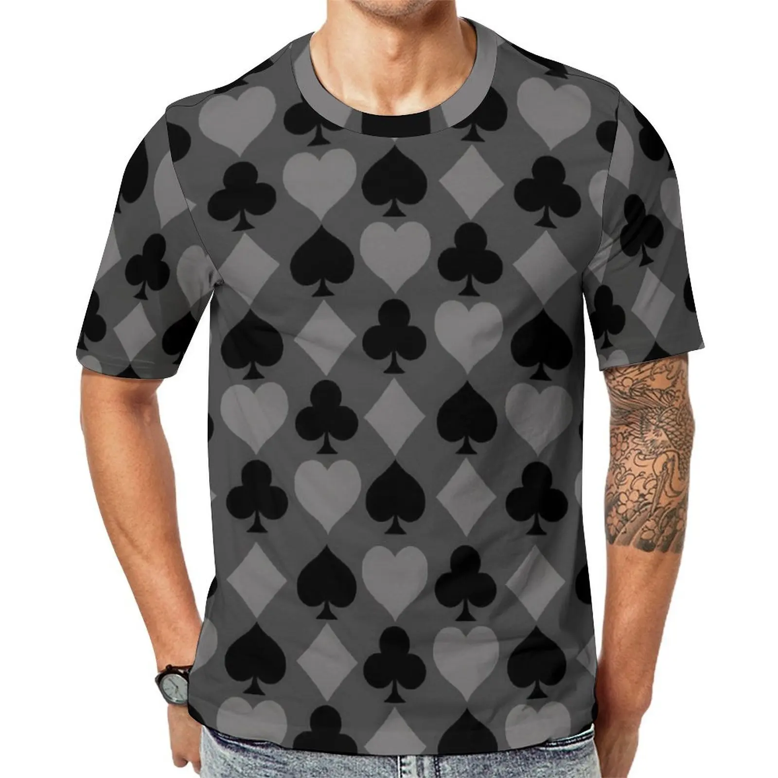 Man Poker Cards T-Shirt Card Suits Trendy T-Shirts Short Sleeve Printed Tops Dropshipping Summer Classic Oversized Clothing