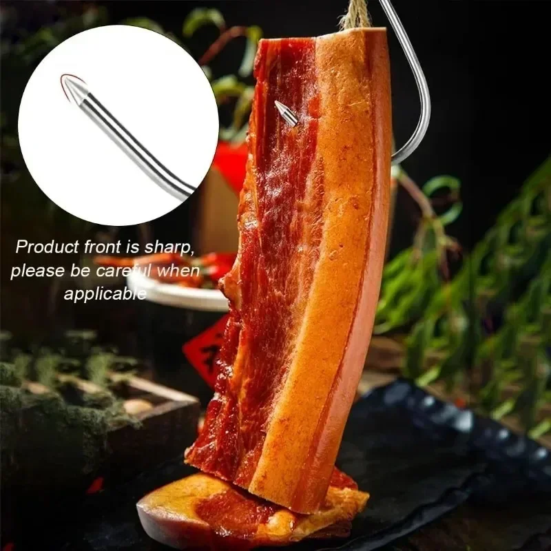 Stainless Steel S Hooks Sharp Tip Meat Hanging Hooks Butcher Shop Kitchen BBQ Sausage Bacon Hams Smoker Duck S Hangers Wholesale