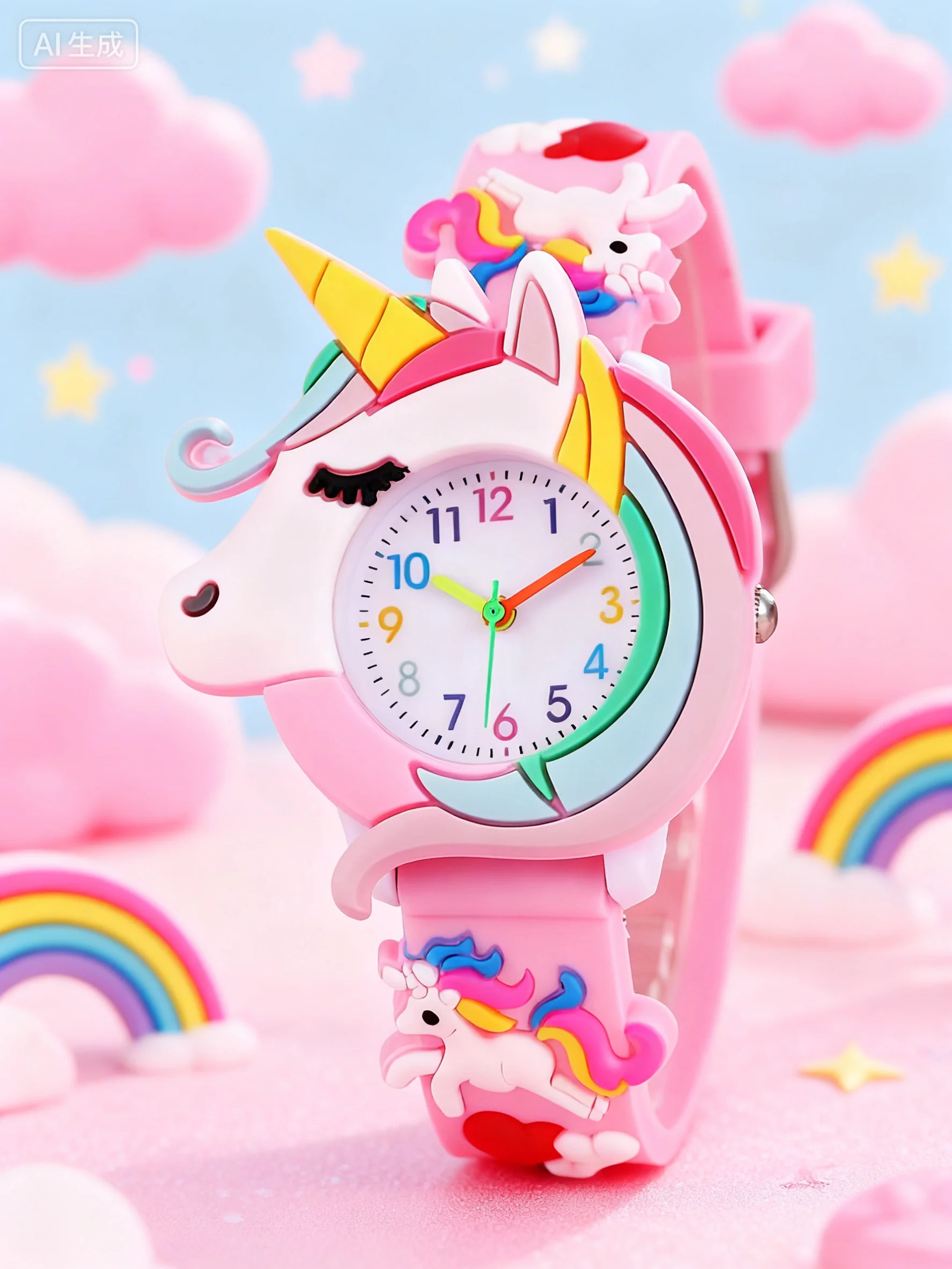 

Модный милый силиконовый 3D силиконовый ремешок с арабским циферблатом в виде единорога