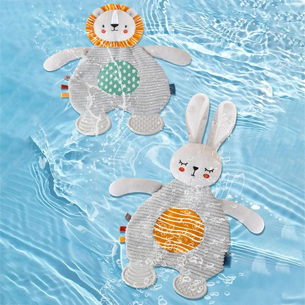 Toalha calmante brinquedos de dentição educacional multifuncional calmante s para 3 6 9 12 meses presentes do bebê peluche sensorial m8k0