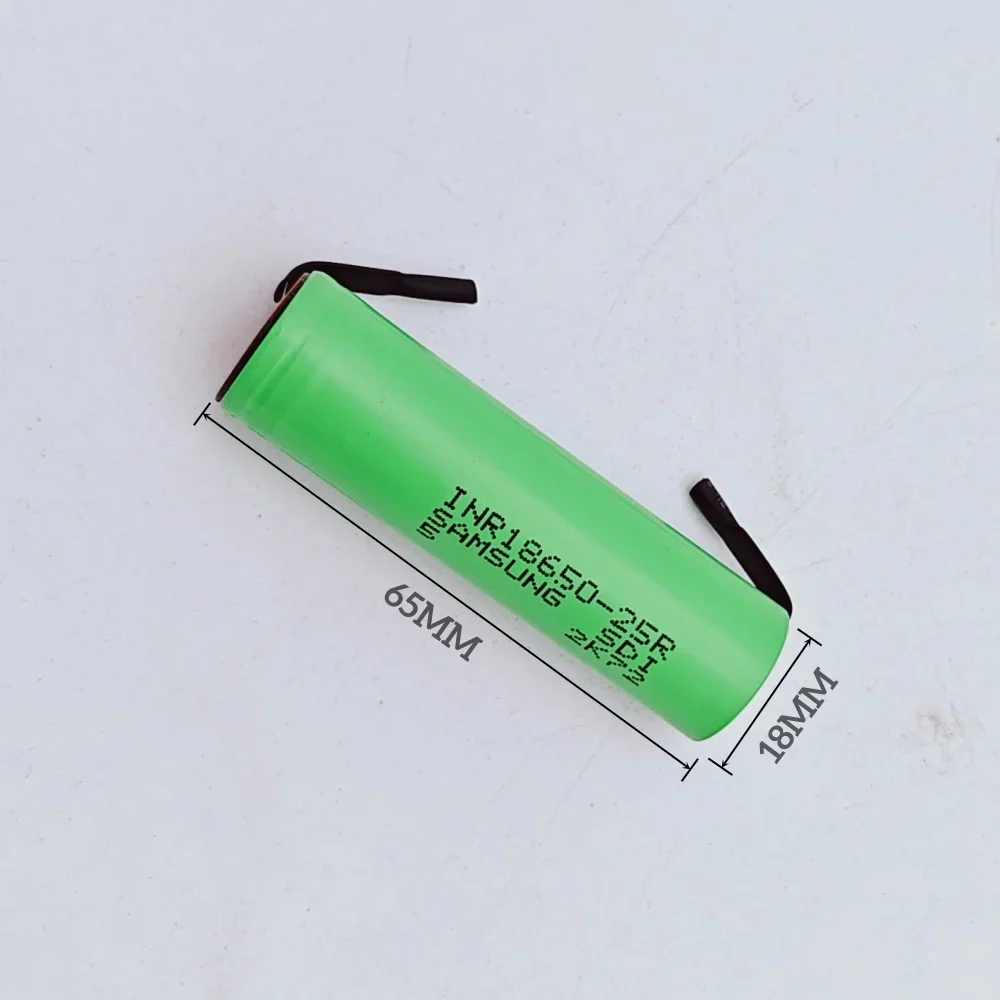 الأصلي INR18650 25R 2500mAh 20A ليثيوم عالي التفريغ قابل لإعادة الشحن للأدوات الكهربائية بطارية الطاقة + النيكل DIY