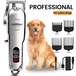 Professional Dog Hair Clipper All Metal Rechargeable Pet Trimmer Cat Shaver Cutting Machine Puppy Grooming Haircut Low Noice