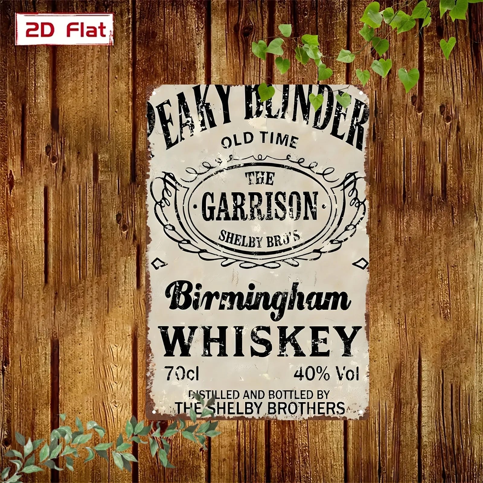 Vintage Peaky Blinder Metal Sign - The Garrn Bros Birmingham Whiskey Old Time Style, 70cl, Vol /, Durable Iron Wall Hanging for