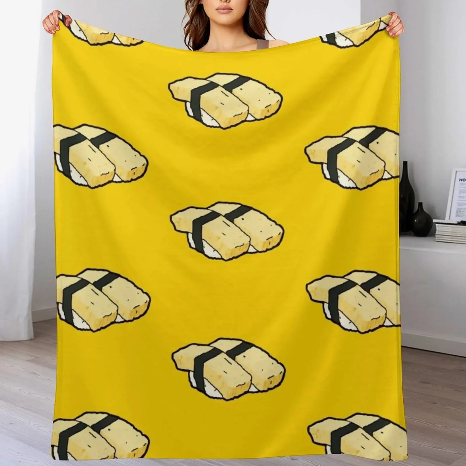 

Pattern of Tamago sushi Japanese egg omlette food Throw Blanket Tourist Shaggy Moving Softest Blankets