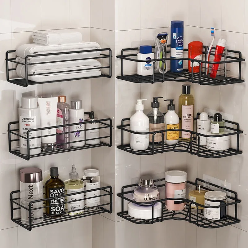 Bohrfreies Wandmontiertes Eisen-Badezimmerregal Eck-Duschablage Rostfreies Aufbewahrungsregal für Shampoo Kosmetik-Organizer