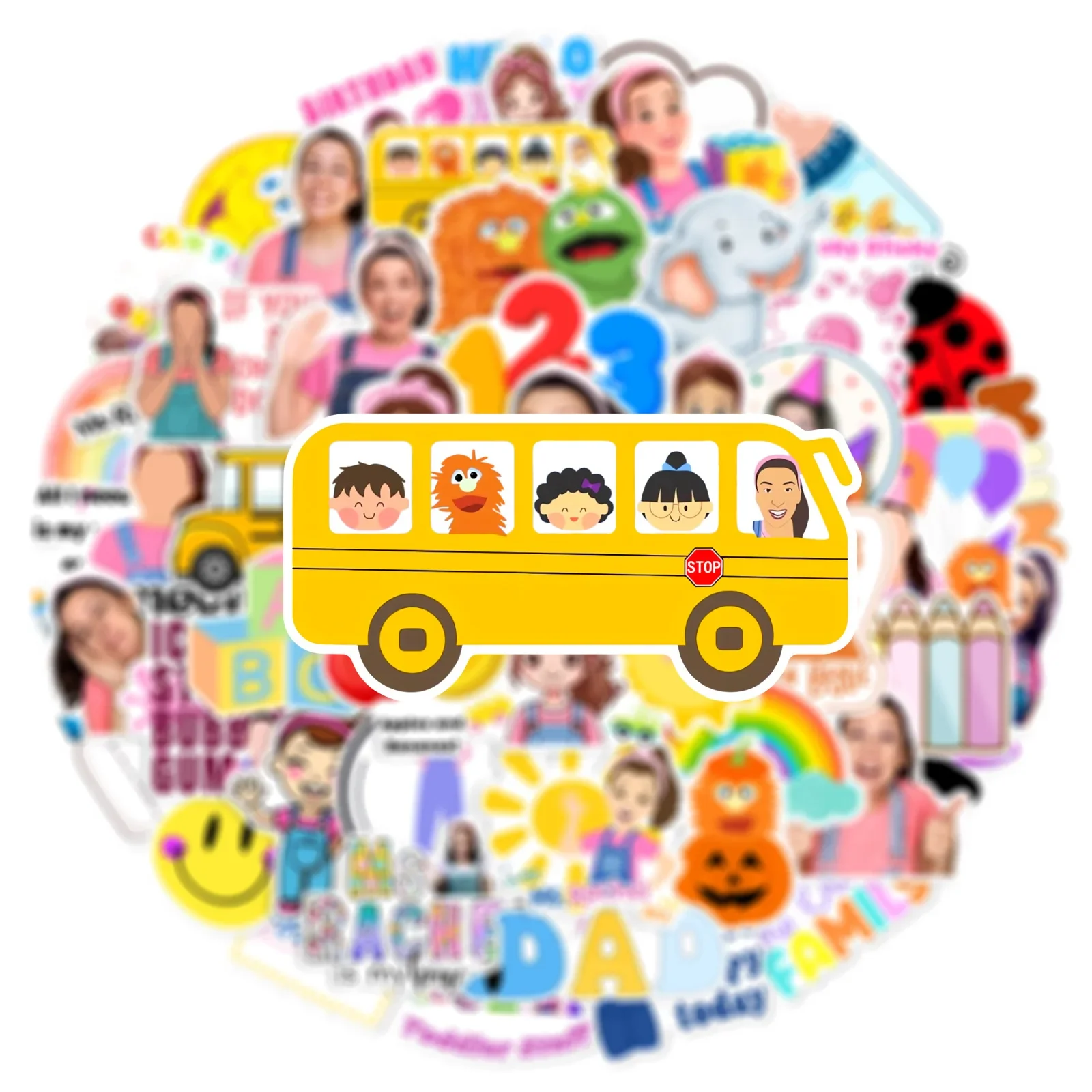 50 قطعة Ms.Rachel التعليم في مرحلة الطفولة المبكرة ملصق الشارات اللعب DIY بها بنفسك حقيبة سكيت الهاتف الأمتعة الدراجة ملصق هدية الاطفال اللعب