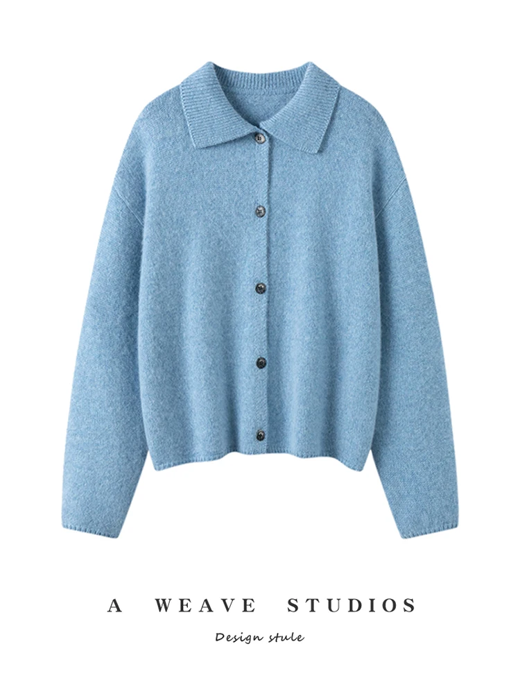 

ADDONEE Women's Polo Cardigan Coat 100% Cashmere Sweater Autumn Winter Thick Comfy Warm Cashmere Knitted Sweater Coat Clothes