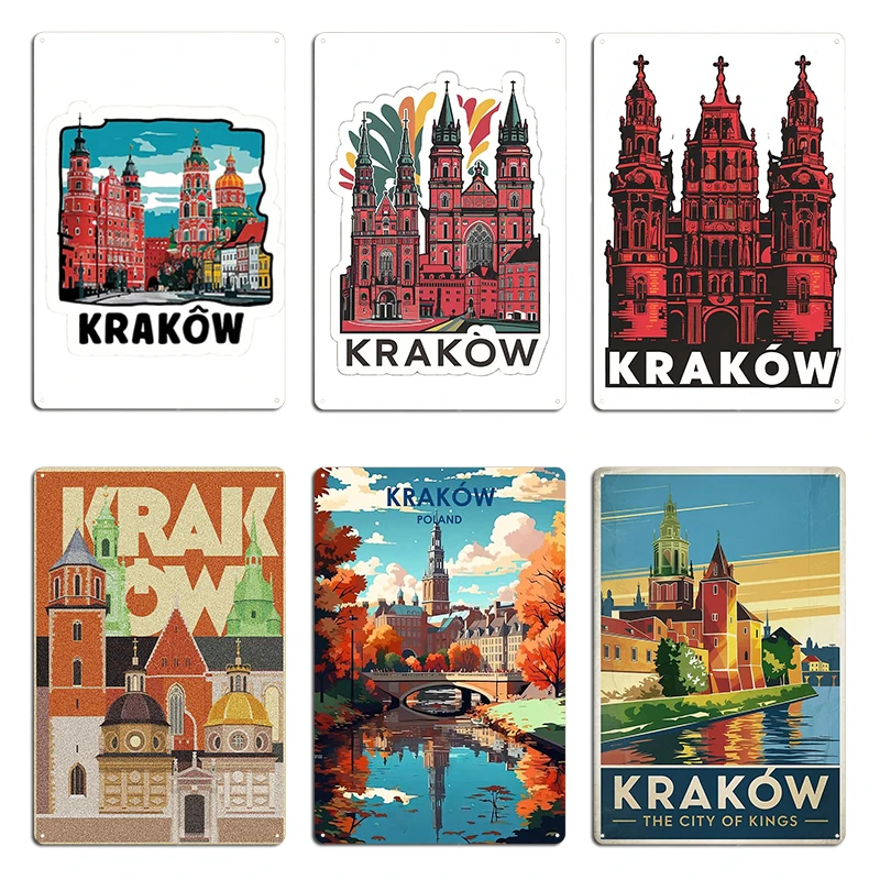 Krakow city poland Krakow Sticker Magnet Metal Retro Custom Cinema Tin Sign Poster