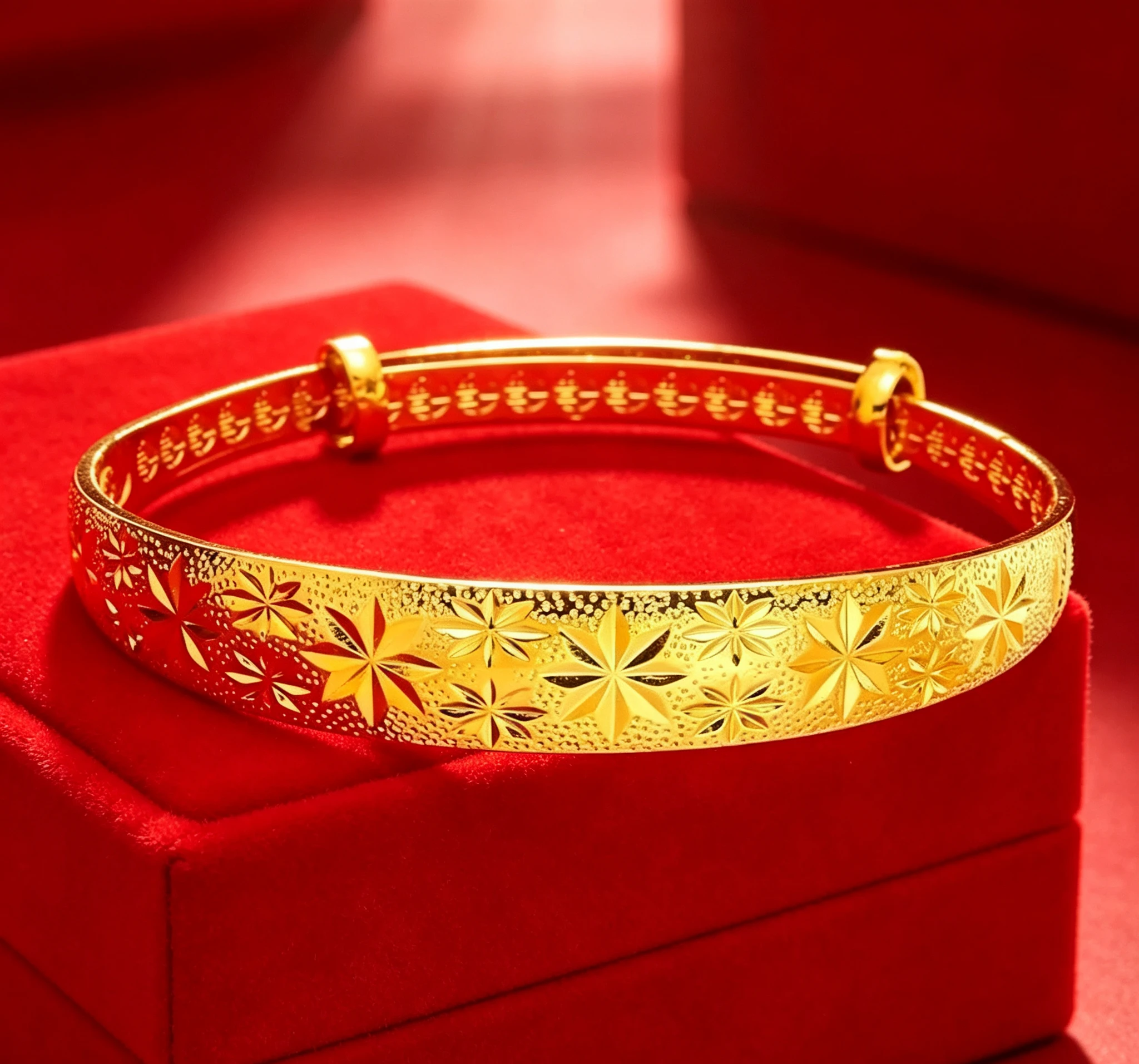 genuine  bracelet 9999 pure  high-end push-pull adjustable women's frosted  bracelet  jewelry Giving a gift to a friend