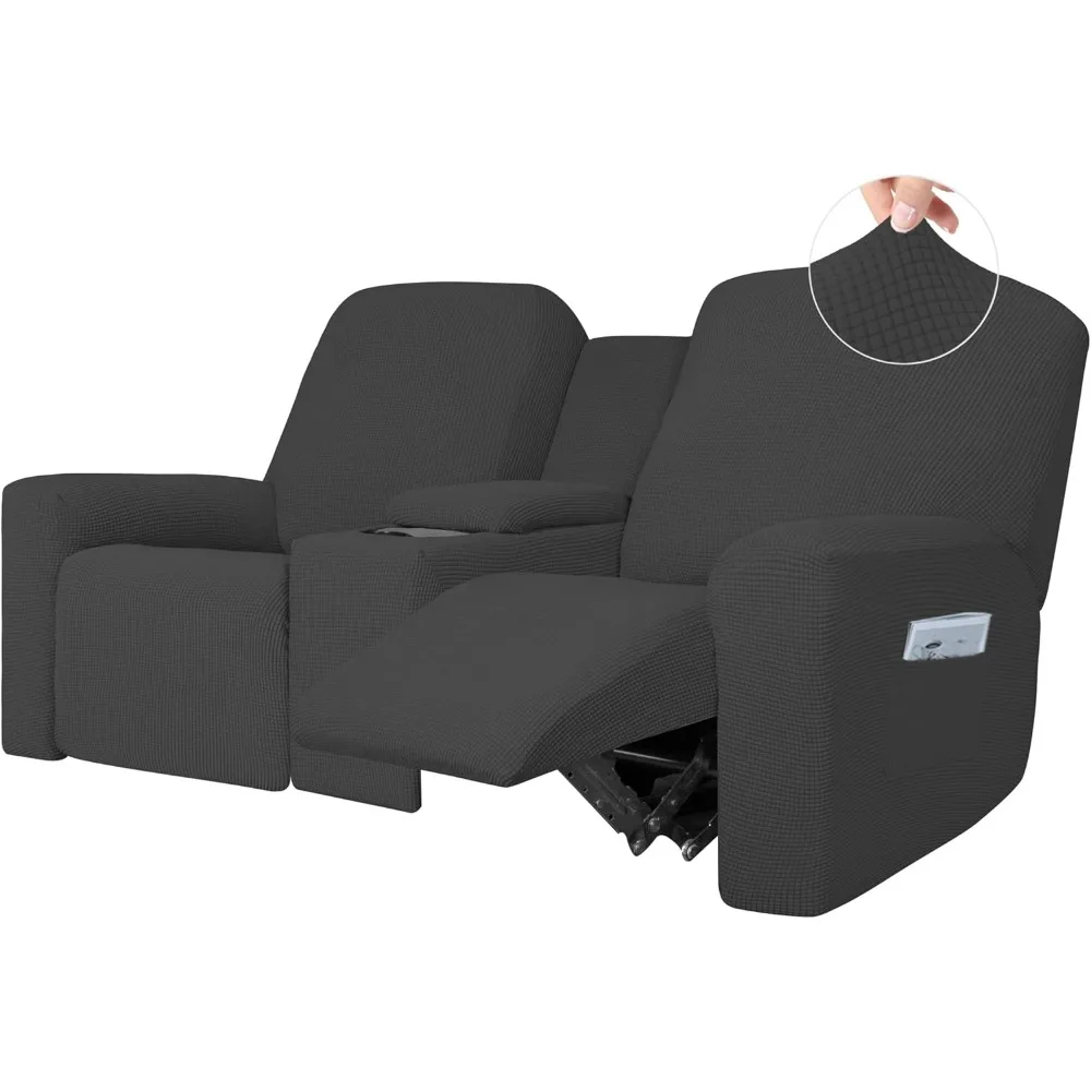

1 Piece Stretch Reclining Loveseat with Middle Console Slipcover, 2 Seater Loveseat Recliner Cover with Holder and Storage
