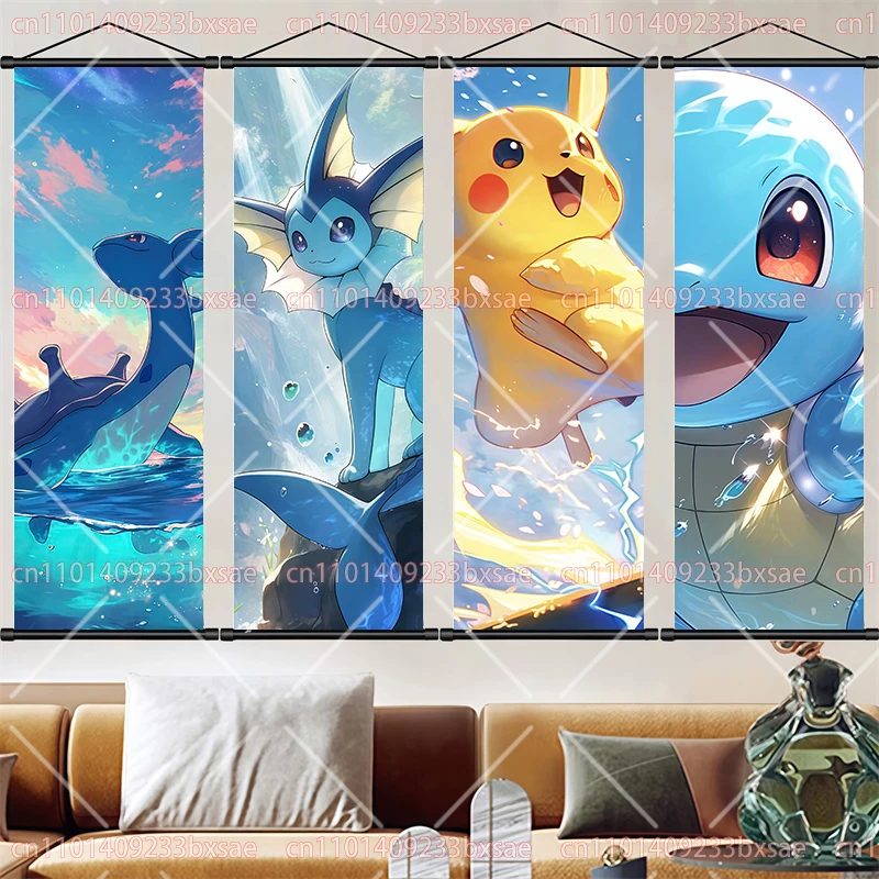 

Anime Pokémon Elf Squirtle Eevee Gardevoir Bulbasaur Pikachu HD Art Scroll Decorative Painting Wall Hanging Painting Friend Gift