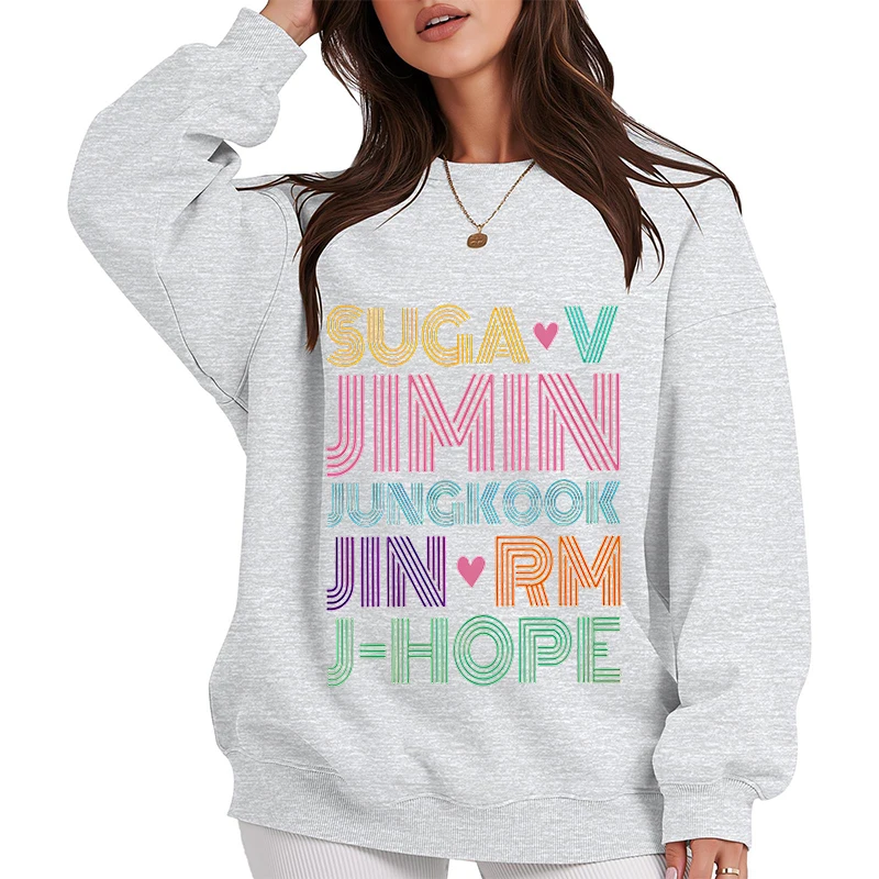 JIMIN JUNG KOOK J-HOPE JIN SUGA V RM هوديس بلوزات نسائية موضة Kpop جرافيك بلوفرات بلوزات ملابس نسائية 2025 #5