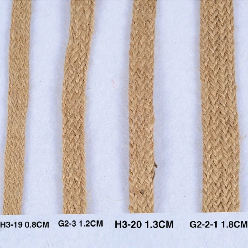10M Hemp Cords Braided Flat Burlap Ribbon 8mm 12mm 18mm Nature Jute Rope Twine Webbing DIY Wedding Decoration Ribbons Crafts