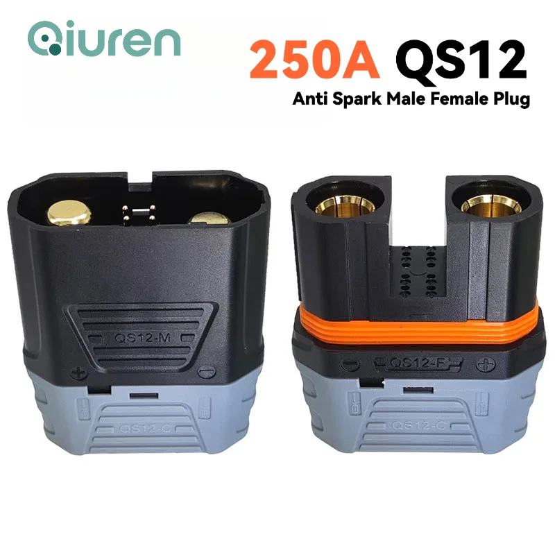 Anti-spark QS12 250A Lithium Battery Connector High Current Heavy Duty Power Male Female Plug Adapter for Aircraft Model Car Sta