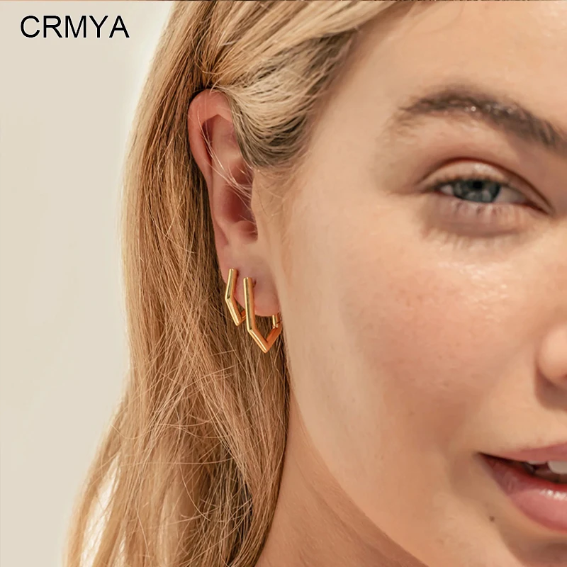 

CRMYA Gold-color Earrings for Women Fashion Piercing Geometric Taper Women's Designer Earrings 2023 Jewelry Wholesale