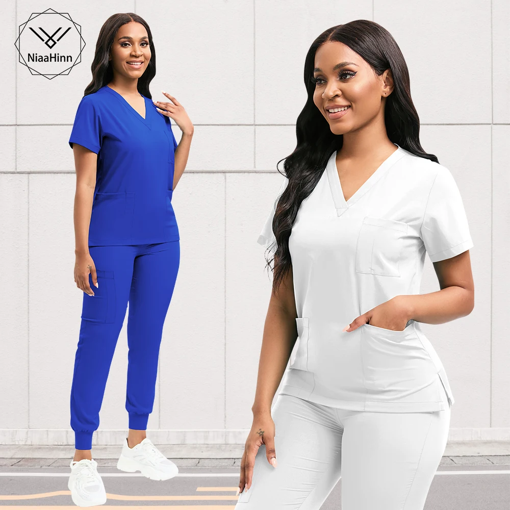 Niaahinn medizinisches Zubehör Peeling setzt Uniform Frauen Jogger Unisex Arzt Krankens ch wester OP-Kleid Labor kittel Veterinär uniformen Männer