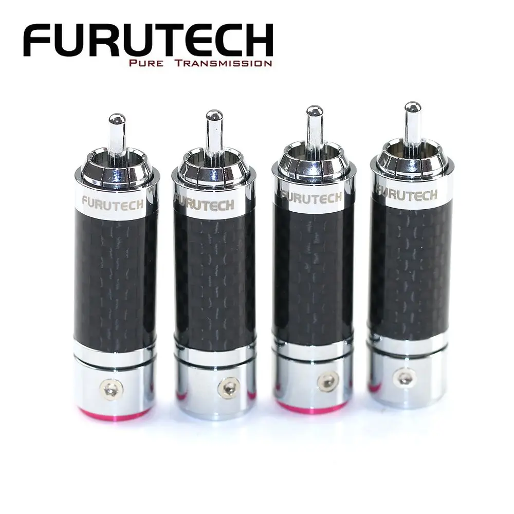 Furutech-terminal de bloqueo automático sin soldadura, conector de fibra de carbono chapado en rodio, RCA, cabeza de loto, CF-102(R)