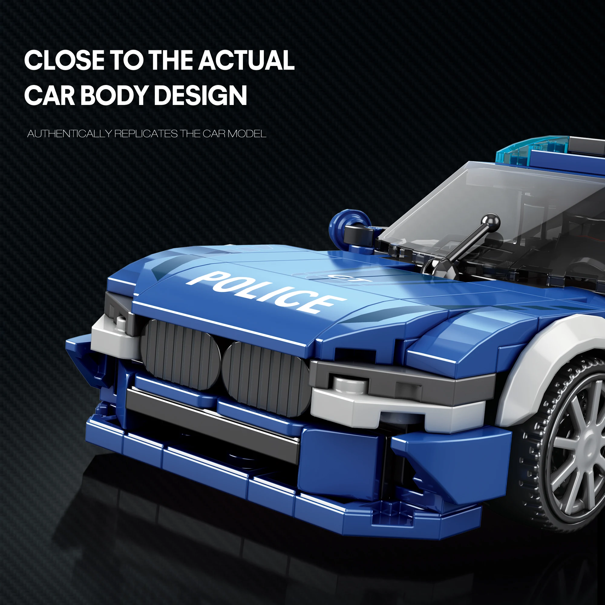 Blocs de construction de voiture de Police bleue, 313 pièces, modèle 1:24, briques de voiture, décoration de bureau, Puzzle, jouets d'assemblage pour enfants, cadeaux de vacances