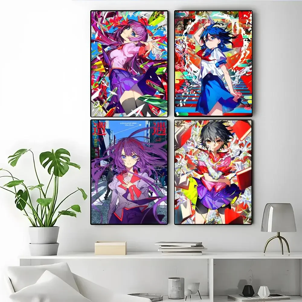 Hitagi Senjougahara Shinobu Oshino Poster Modern Elegant Wall Stickers, Home Decor Poster, Wall Art for Living Room & Dorm