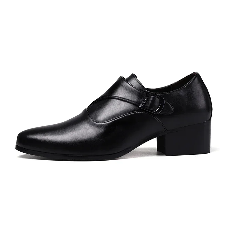 High Quality Leather Men Dress Shoes High Heel British Mens Elevator Business Shoes Wedding Party Male Oxford Footwear