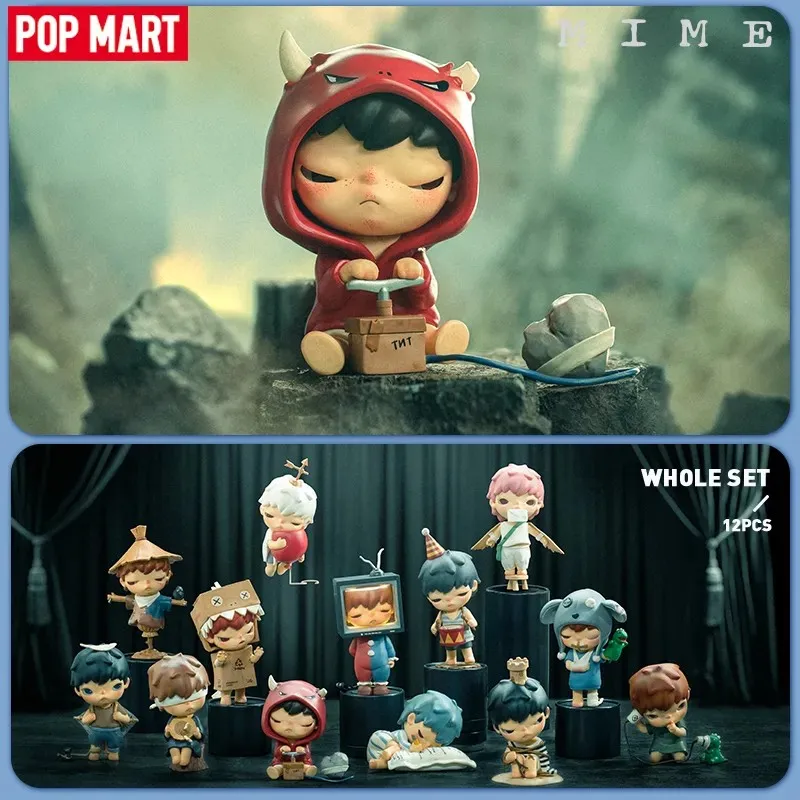 POP MART 히로노 마임 시리즈 블라인드 랜덤박스 장난감, 귀여운 액션 애니메이션 피규어, 카와이 POP MART 미스터리 박스 모델, 디자이너 인형 선물 