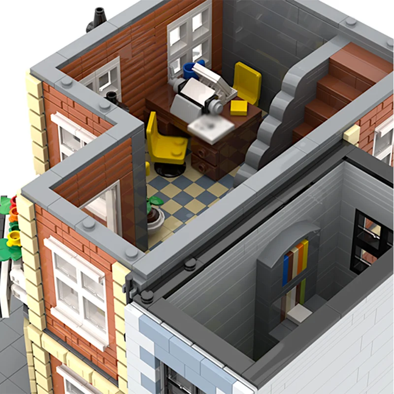 Modelo Street View, ladrillos de construcción MOC, noticias de ciudad y tienda de donuts, tecnología Modular, regalos de vacaciones para niños, juguetes para montar, traje