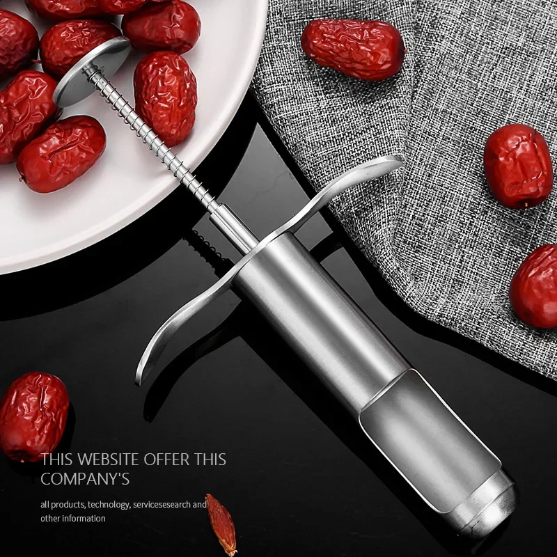 

Stainless Steel Corer Silvery Syringe Shape Cherry Olive Red Jujube Fruits Seed Remover Kitchen Vegetable Tool Cherry Corer