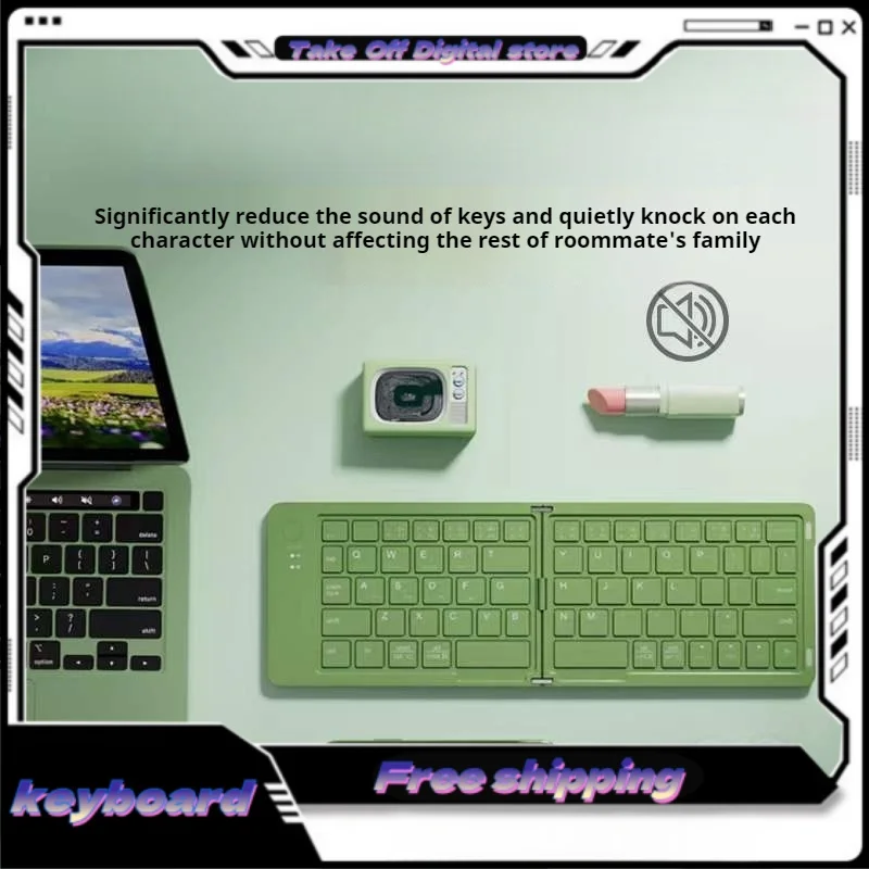 B023 Macaron Color Folding Bluetooth Wireless Keyboard Comes Phone Stand Available Multiple Colors Three System Compatibility