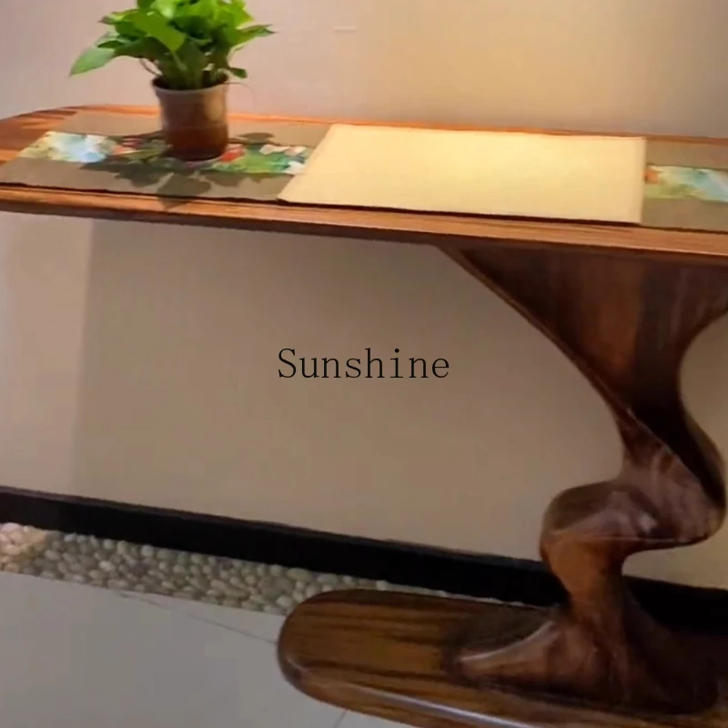 

New Chinese-style ebony entrance table, entrance hall against the wall, simple Zen view table
