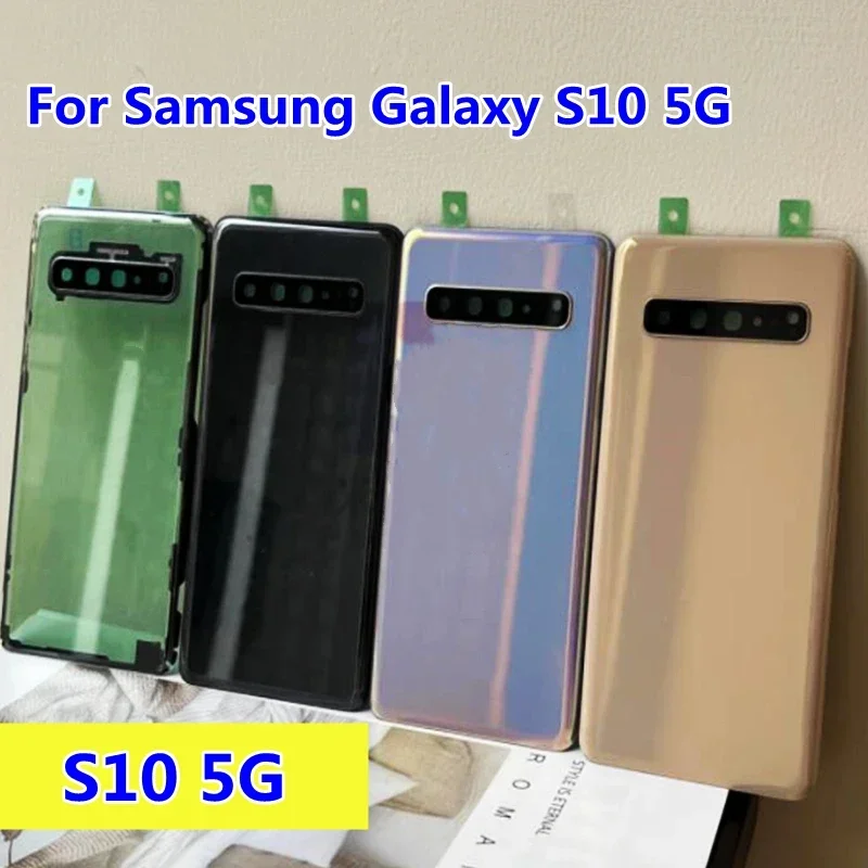 New Battery Back Cover For Samsung Galaxy S10 5G G977 G977N Battery Back Cover Glass Back Door With Camera lens