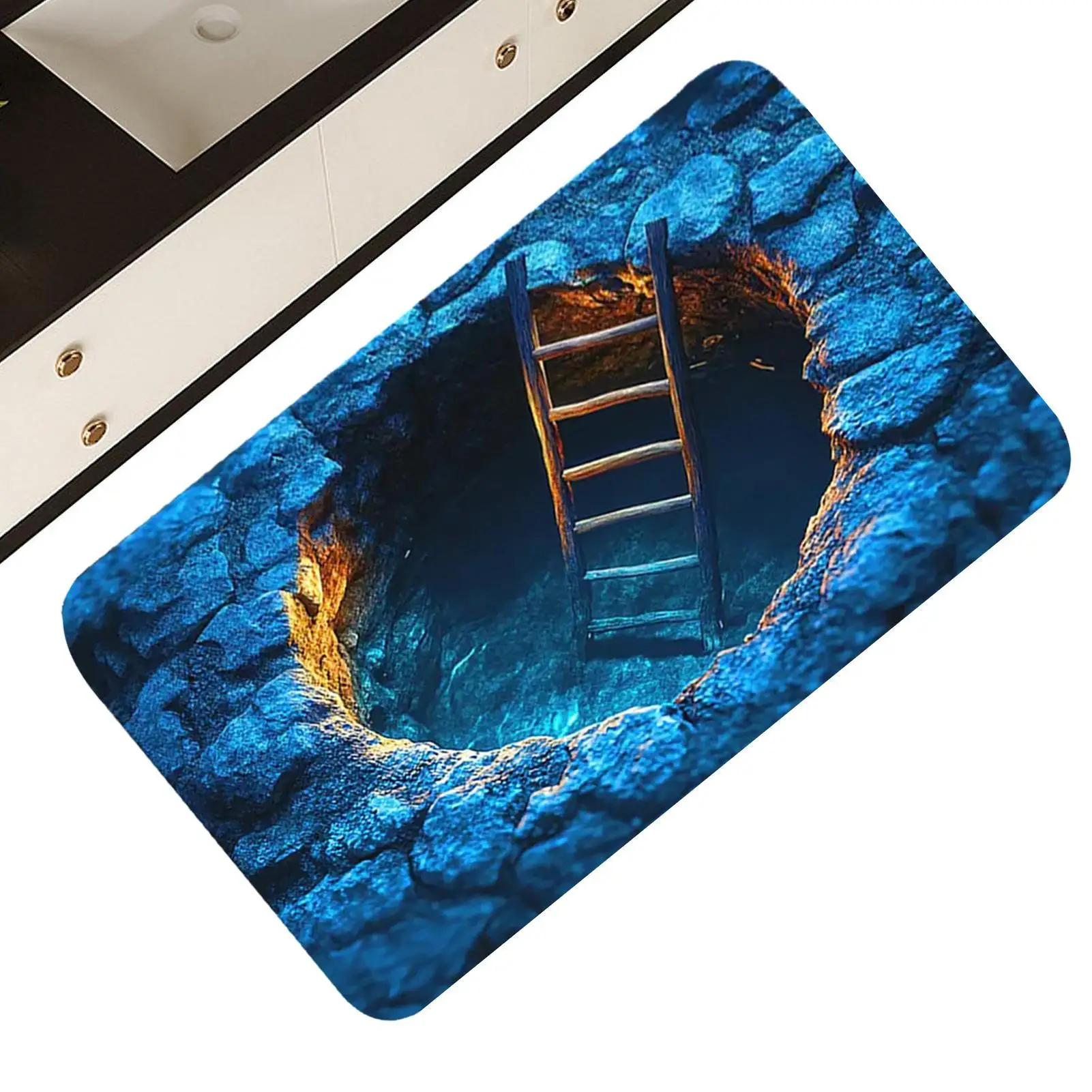 3D Optical Illusion Hole Rug Non Slip Carpet Easy Clean Pet Friendly Floor Mat for Living Room Hall Kitchen Bathroom Home Decor view 6