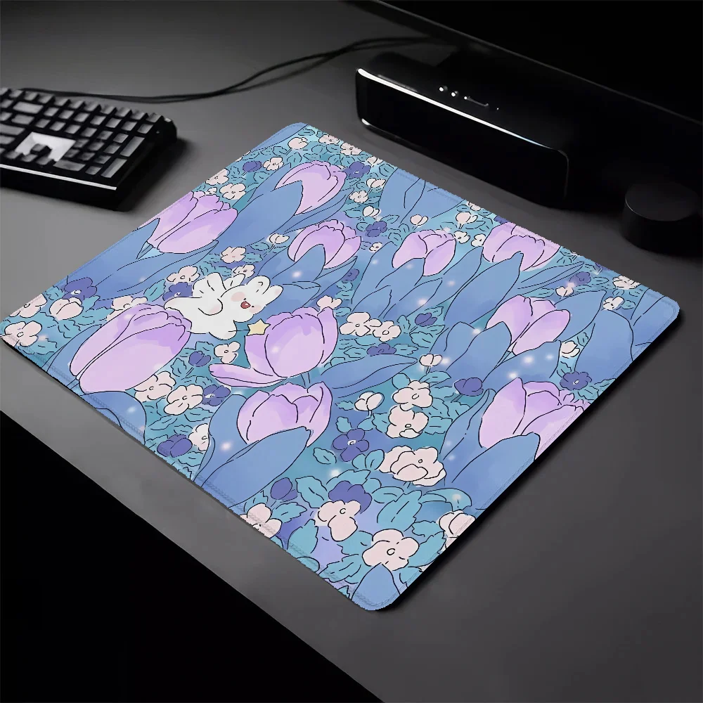 Small Anime Mouse Pad Gamer Purple Tulips Gaming Mouse Mat Mausepad Pc Accessories Deskmat Mousepad Mats Keyboard Mause Laptops