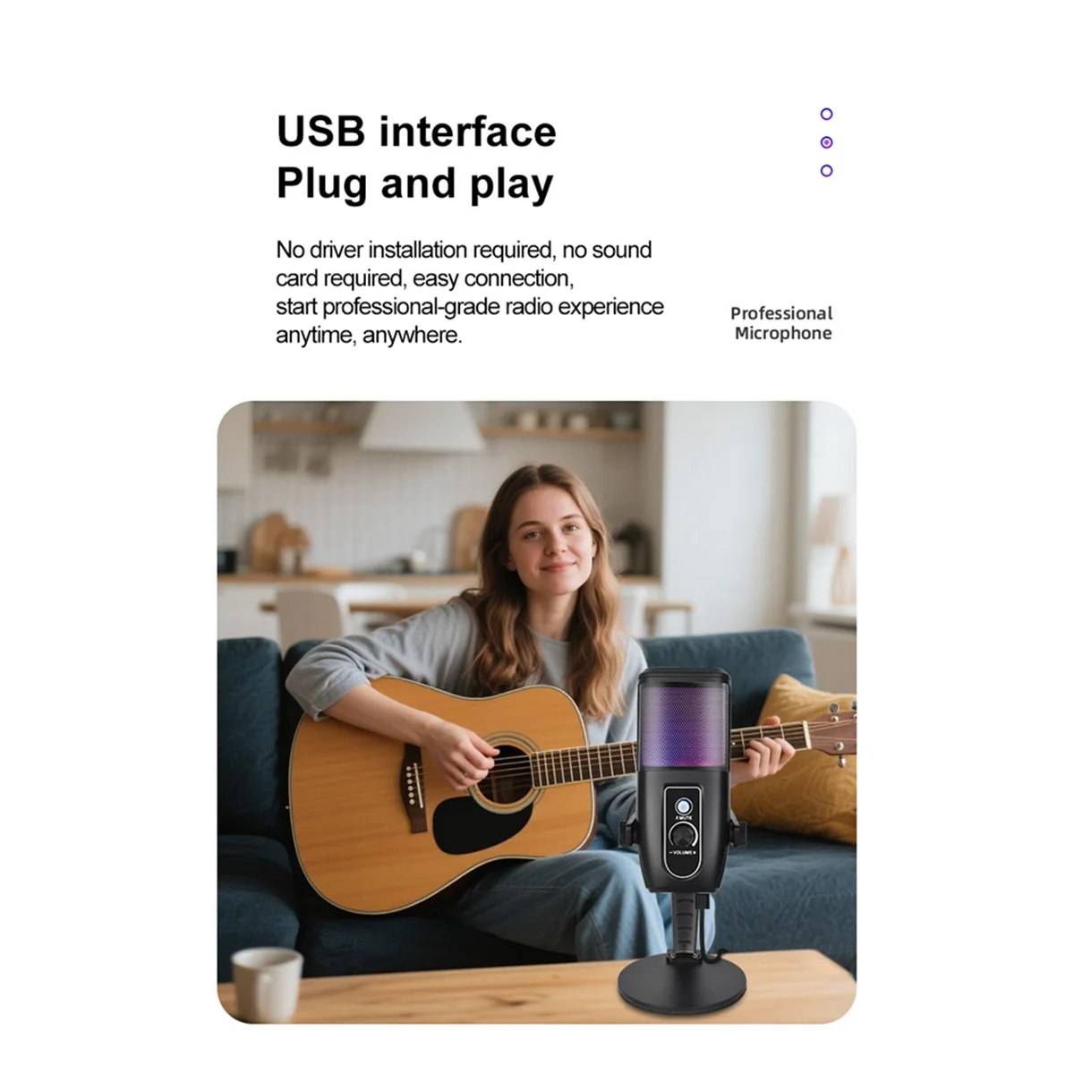 

Конденсаторный USB-микрофон на 2025+, настольный игровой RGB-микрофон, большая микрофонная головка, Plug & Play, идеально подходит для потоковой передачи и подкастинга