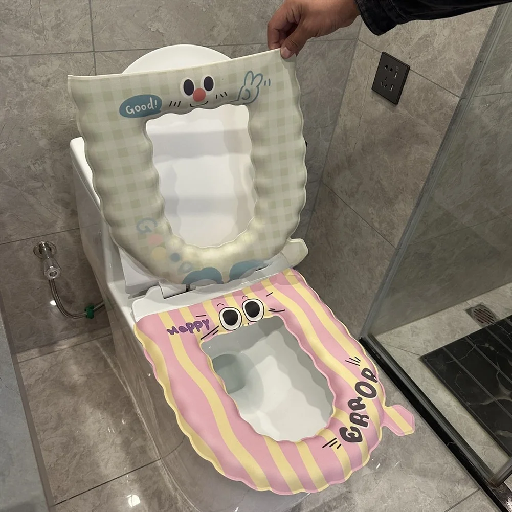 Comfortable Washable Toilet Seat Cover for O U V Shape Toilets Made of Soft EVA Material 40 37cm with Sticky Strips