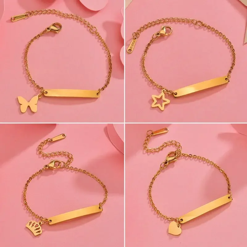 Personalized Stainless Steel Baby Custom Name Bracelet for Boy Girl Kids Laser Engrave Newborn Bangle Birthday Gift