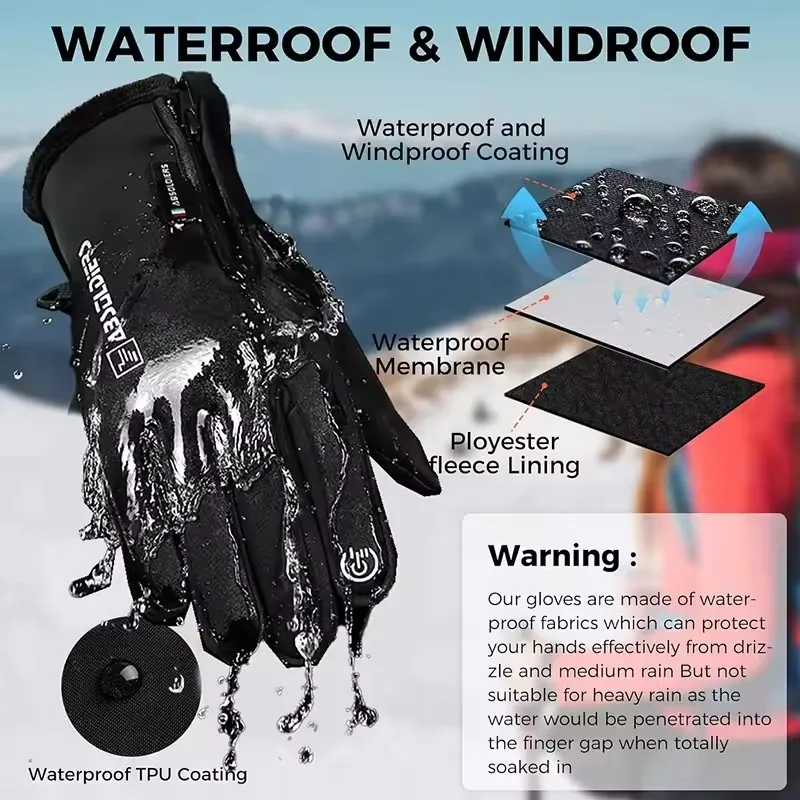 오토바이 장갑 터치 스크린 오토바이 라이딩 장갑 겨울용 보온 플리스 안감 방수 피부 친화적 사이클링 장갑