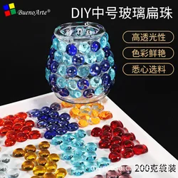 포장 중간 유리 플랫 비즈 수제 재료, 투명 DIY 모자이크 전등갓 촛대 장식 크림 비즈, 200g