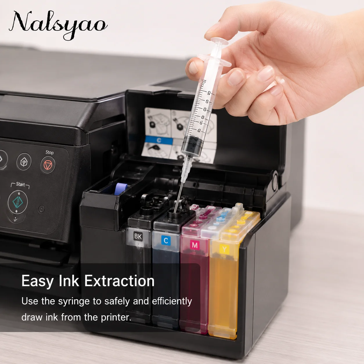 1 Stück/4 Stück Tintenfüllwerkzeug 10ML Spritze für Epson Canon Brother HP Nachfülltinte CISS Tintenpatronen mit 10cm langer Nadel – Detail 2