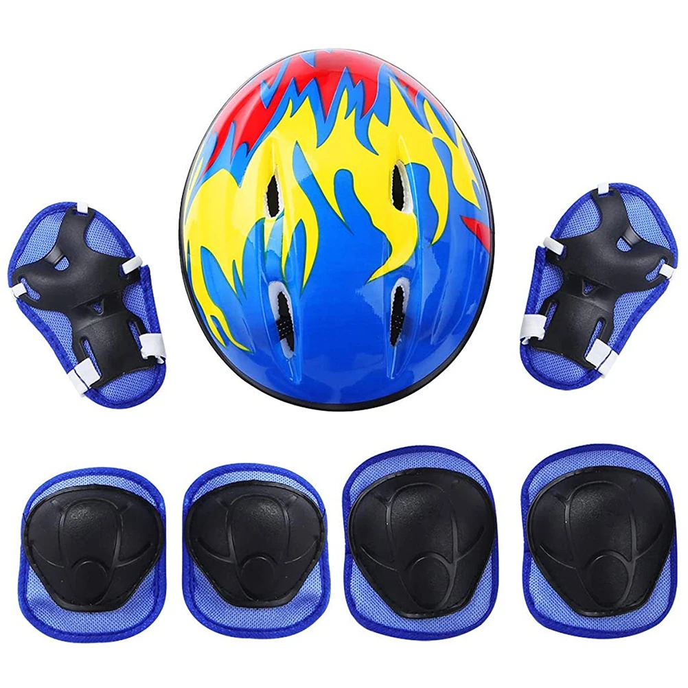 1 Set Helmet Protective Gear Cover Kids Protective Gear with Adjustable Helmet Knee Pads Elbow Pads Wrist Pads for Roller Skates