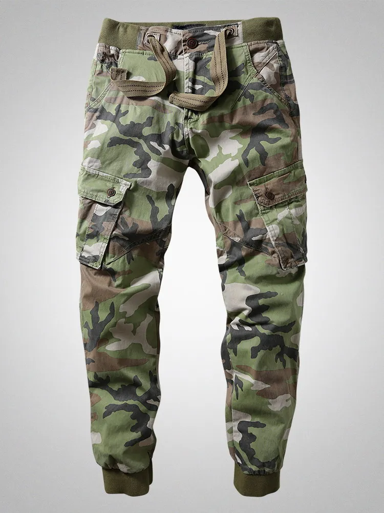 

Retro American Heavyweight Elastic Camouflage Pants Loose Cuffed Outdoor Sports Youth Casual Long Trousers Workwear Sle